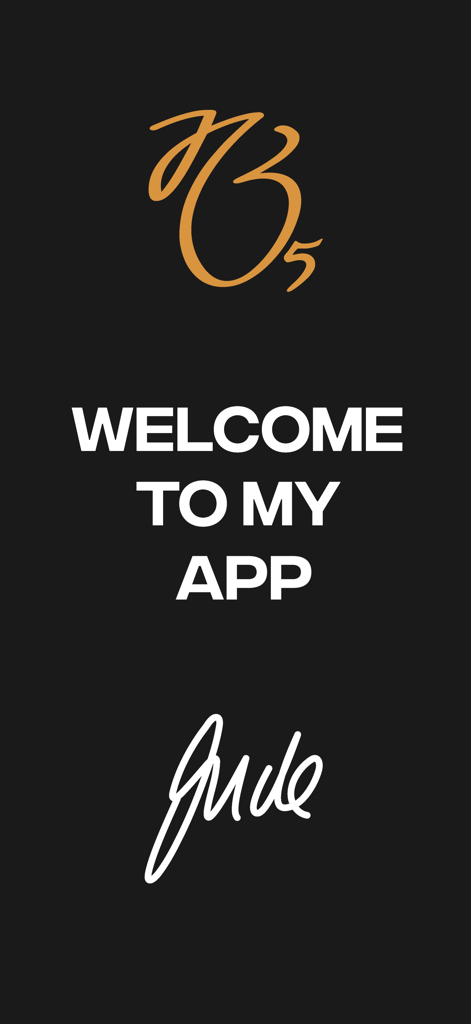 JB5 - JB5 app welcome screen with Jude Bellingham logo and signature
