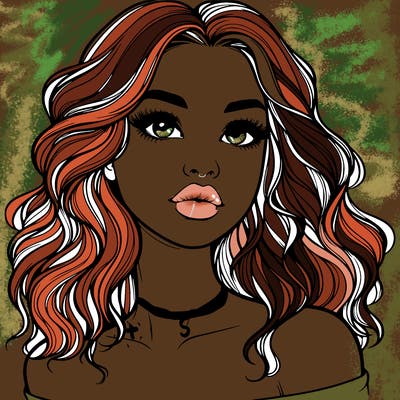 realistic girl with wavy hair and lips