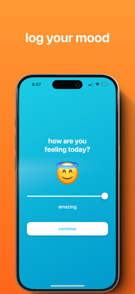 A screen in the Prayer Lock app for logging daily mood with a halo emoji and slider