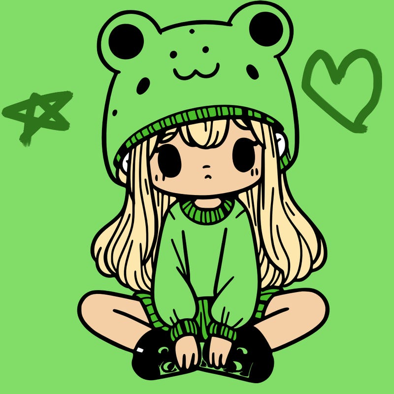 a girl wearing a frog hat and some frog socks