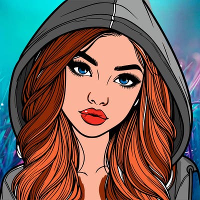 realistic beautiful girl with a hood on
