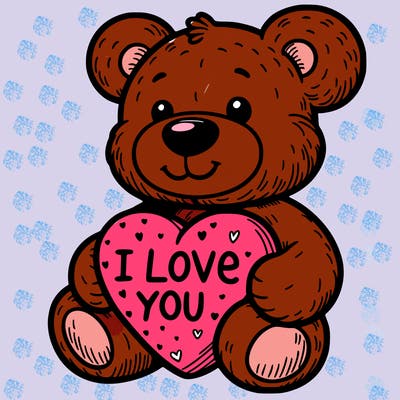 teddy bear holding an i love you heart