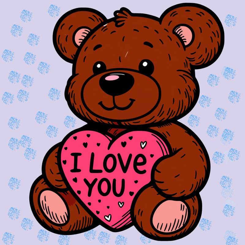 teddy bear holding an i love you heart