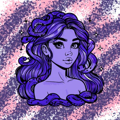 realistic girl with snakes as hair