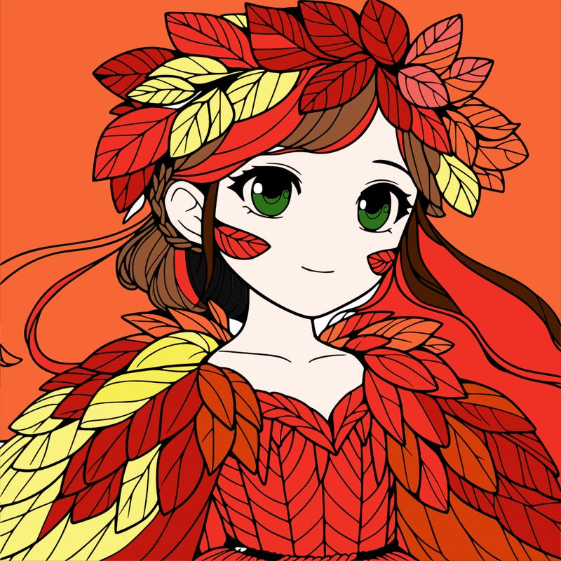 a realistic girl with a costume made of leaves