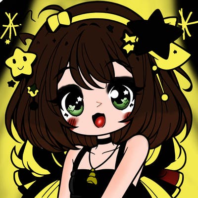 cute anime girl with star accessories