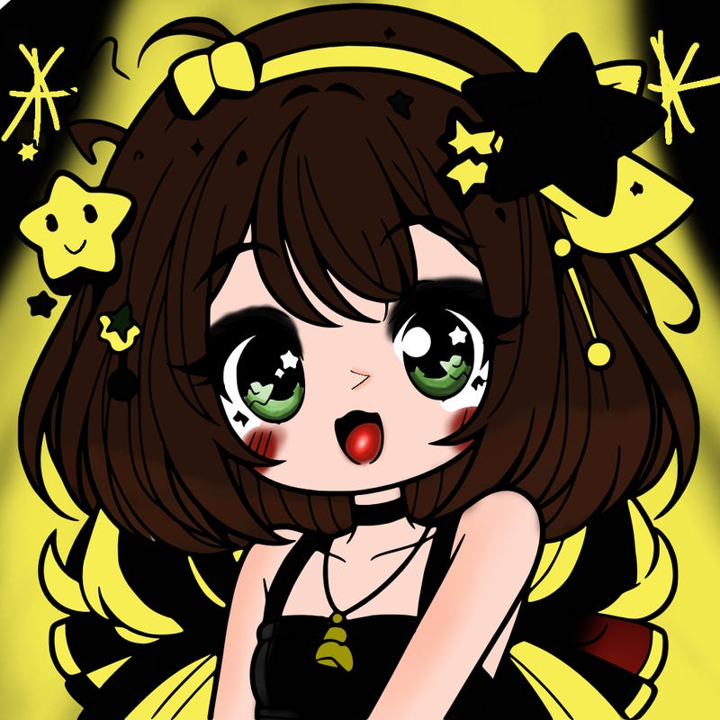 cute anime girl with star accessories