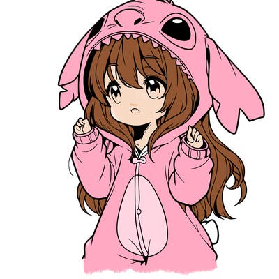 anime girl in a stitch onsie