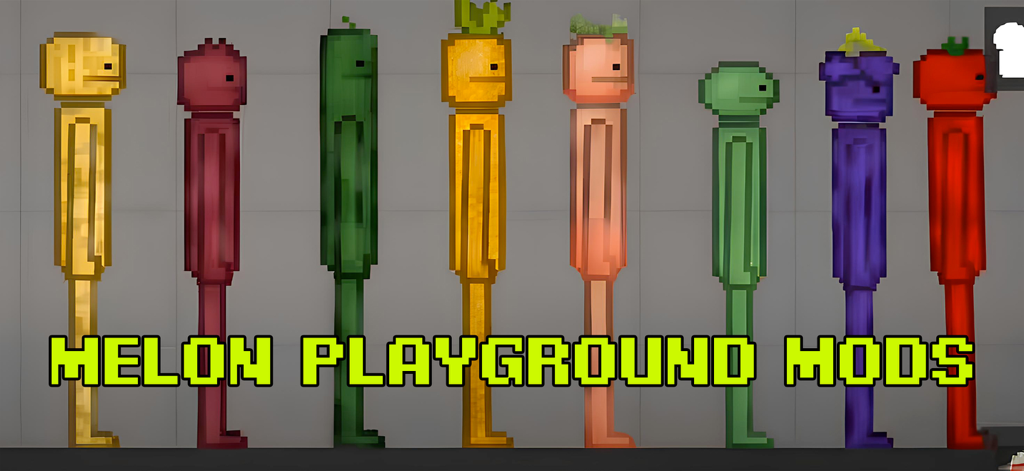 Mods for melon PG! - A lineup of various colored pixel art characters for Melon Playground mods
