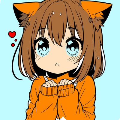 shy anime catgirl