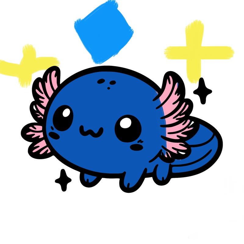 cute easy baby axolotl