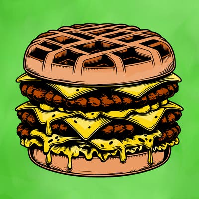 realistic waffle burger