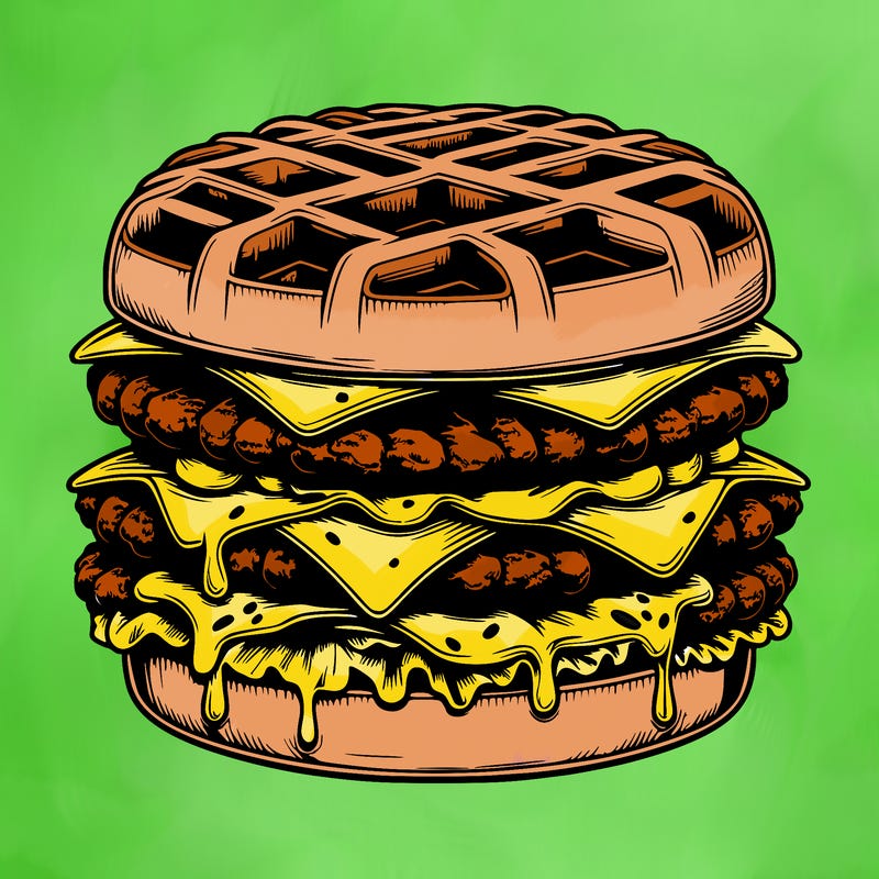 realistic waffle burger