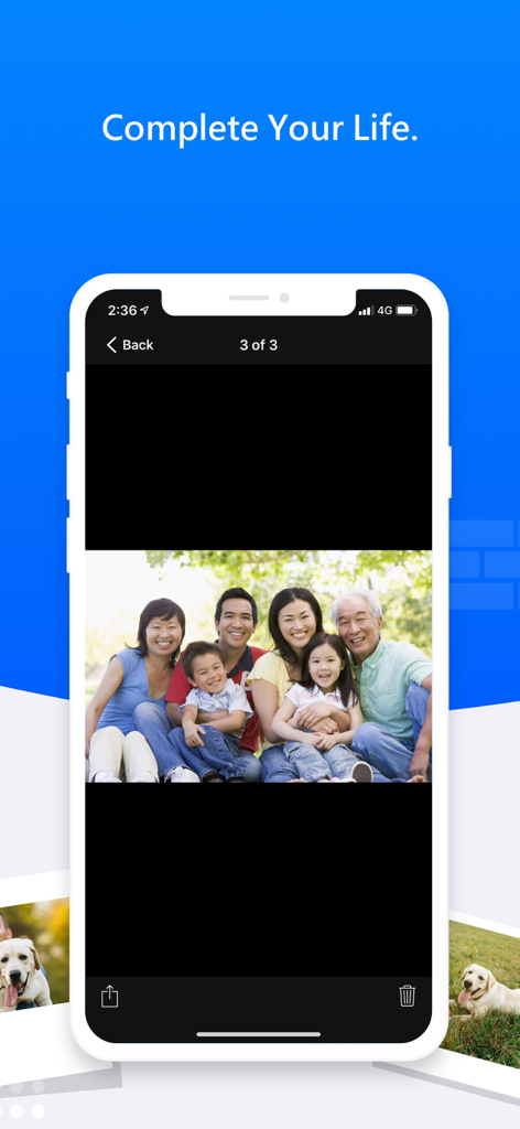 ASUS WebStorage - Um smartphone exibindo uma foto de família armazenada no aplicativo na nuvem ASUS WebStorage.