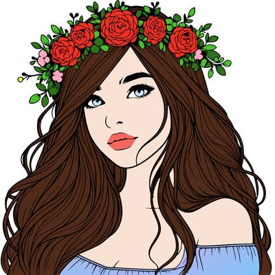 realistic girl with flower crown
