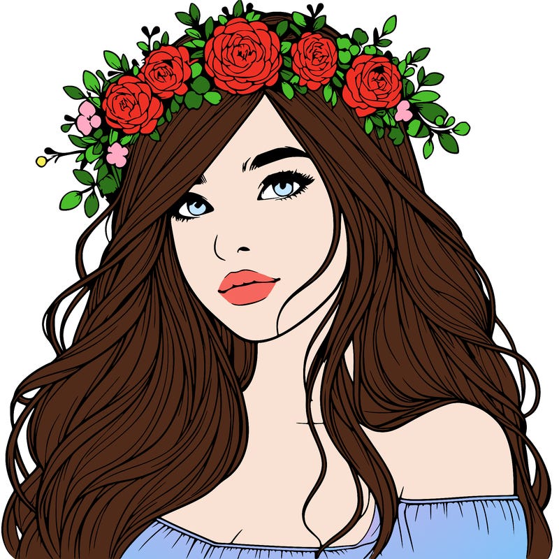 realistic girl with flower crown