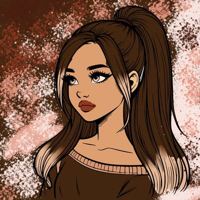 realistic girl with a high ponytail