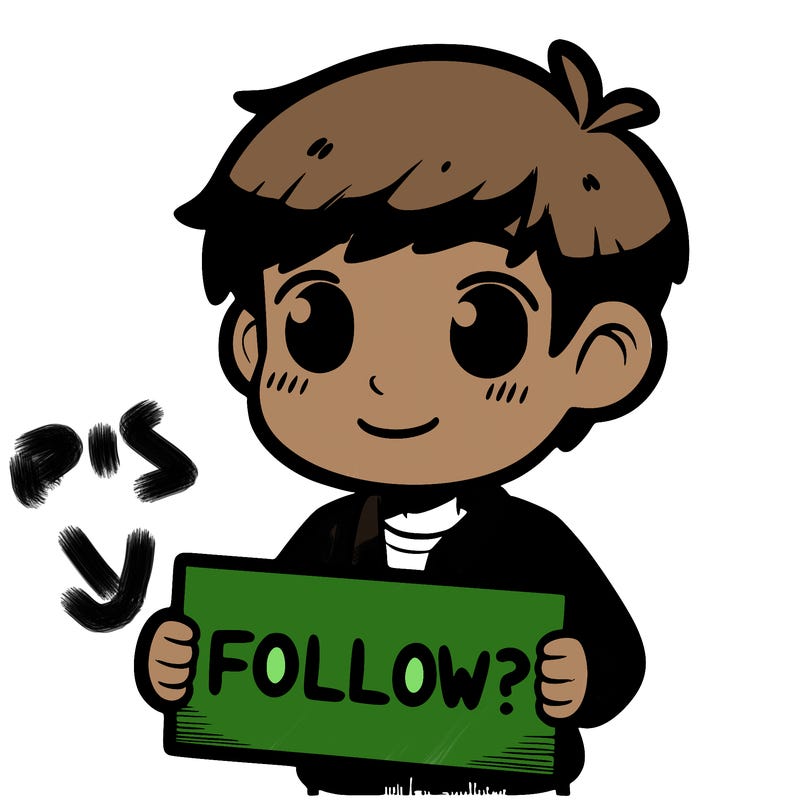 guy holding sign that says "follow?"