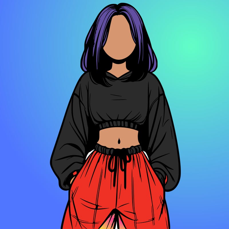realistic girl faceless with baggy pants and a crop top