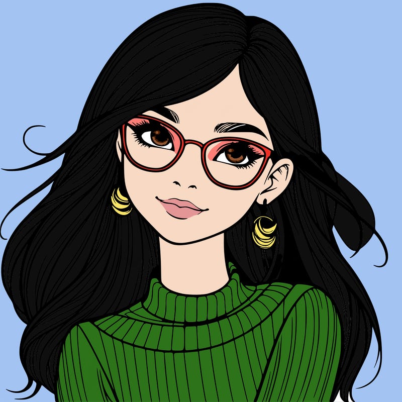 realistic girl with glasses