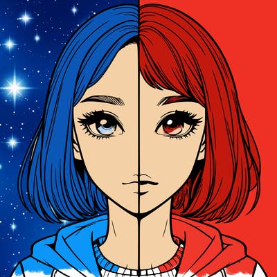 split realistic girl