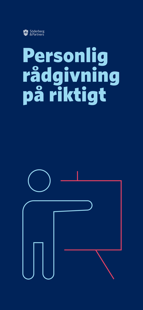 Söderberg & Partners - Online - Soderberg and Partners app screen displaying the text Personlig radgivning pa riktigt and a stylized presentation icon