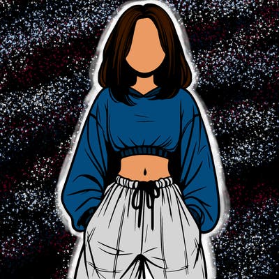 realistic girl faceless with baggy pants and a crop top