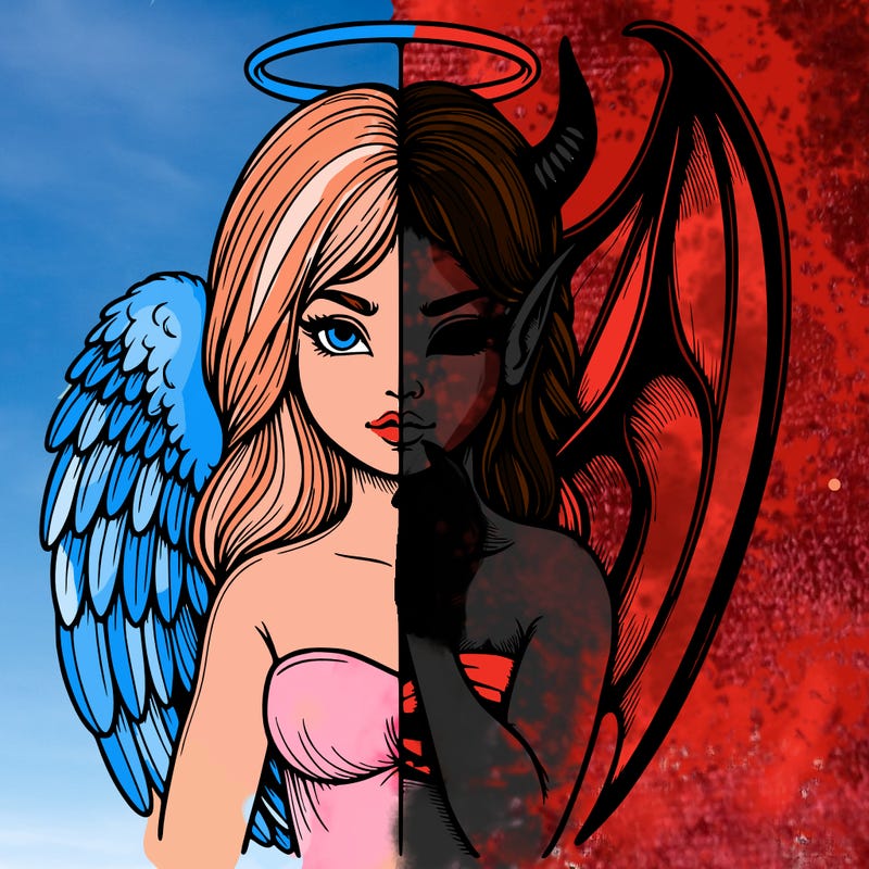 realistic angel half demon