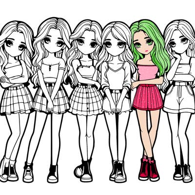 a group of girls realistic