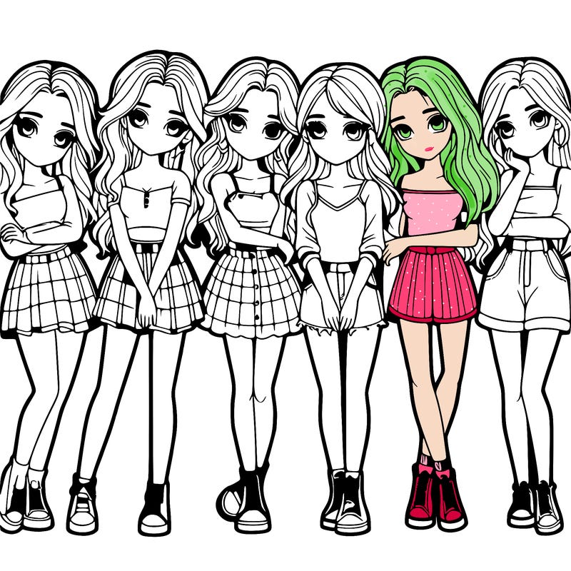 a group of girls realistic