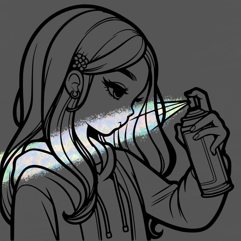 a realistic girl spray painting