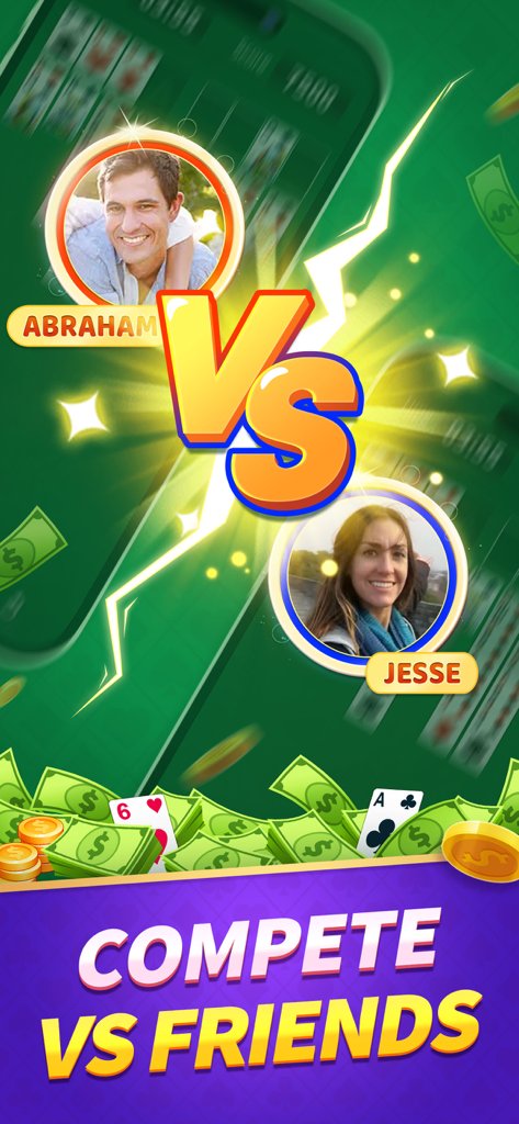 FreeCell Solitaire: Real Money - Two players competing in a FreeCell Solitaire match for cash prizes.