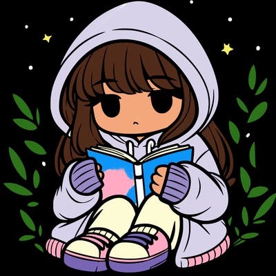 girl in oversized hoodie reading a book