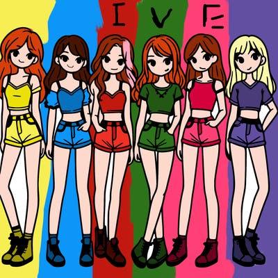 a group of girls wearing crop tops and shorts