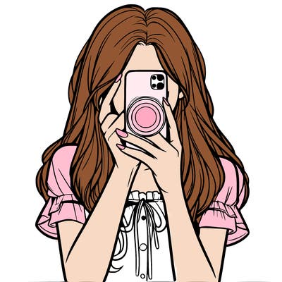 a realistic girl holding her phone taking pictures