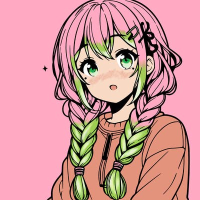 anime woman with braids