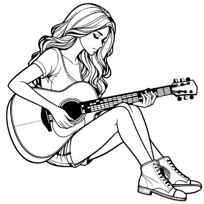 realistic woman play guitar