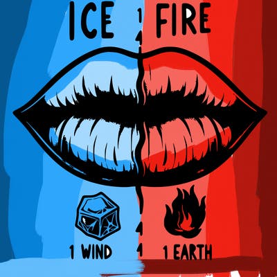 realistic lip split in fourth . 1 fourth ice 1 fire 1wind 1 earth