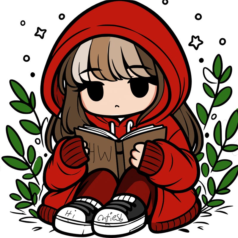 girl in oversized hoodie reading a book