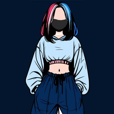 realistic girl faceless with baggy pants and a crop top