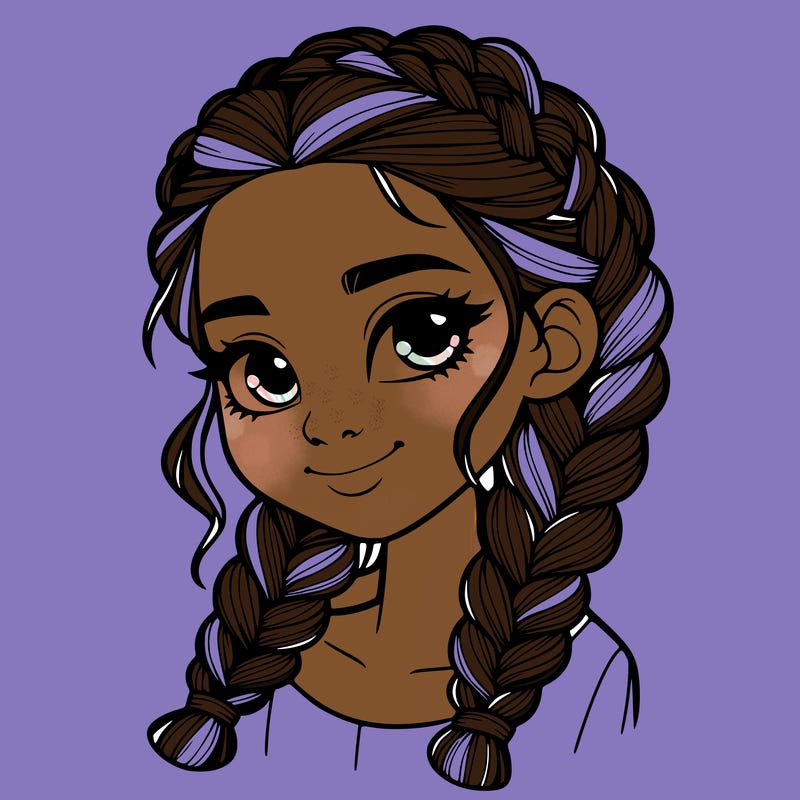 girl with braids realistic