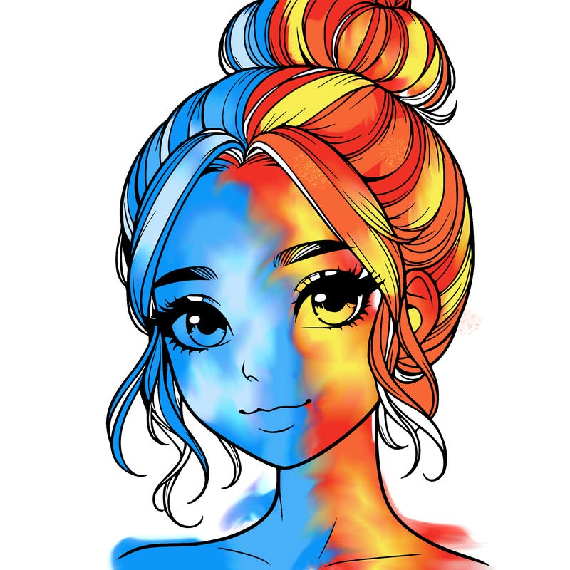 realistic pretty girl with hair in bun