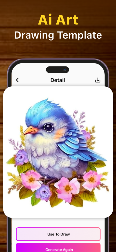 Ar Sketch Tracing Projector - An AI-generated bird and flower drawing template for AR tracing.
