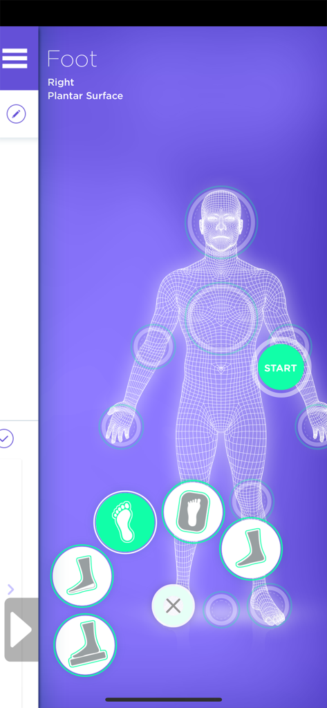 3D human body wireframe in the 3DsizeME app for orthotic scanning