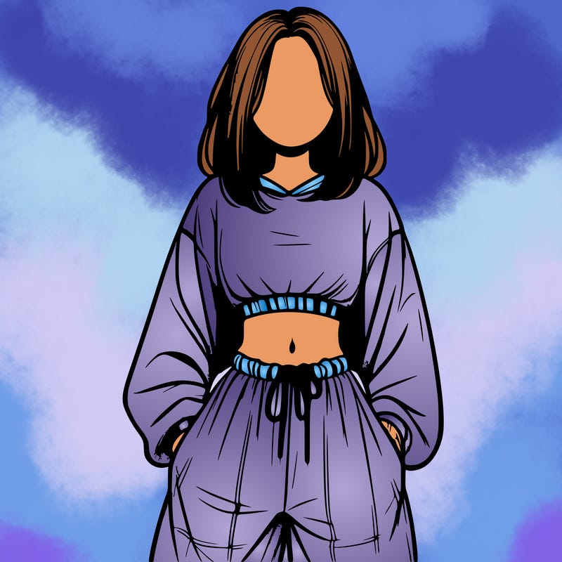 realistic girl faceless with baggy pants and a crop top