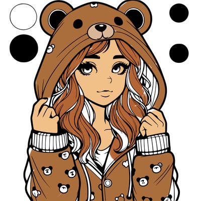 realistic girl in a animal pjs hoodie