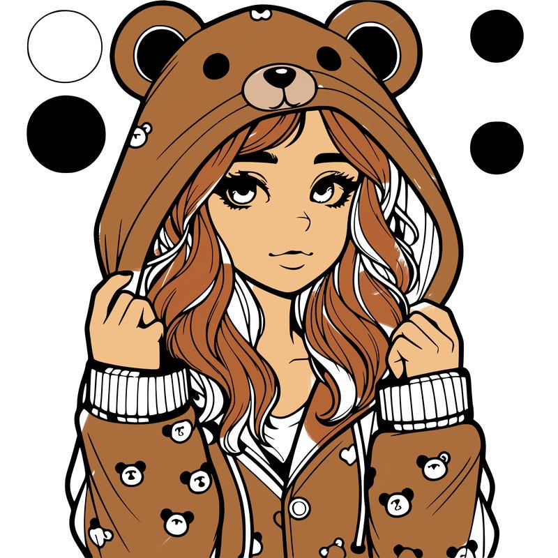 realistic girl in a animal pjs hoodie