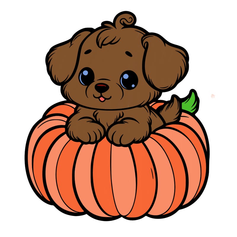 cute little puppy in a pumpkin