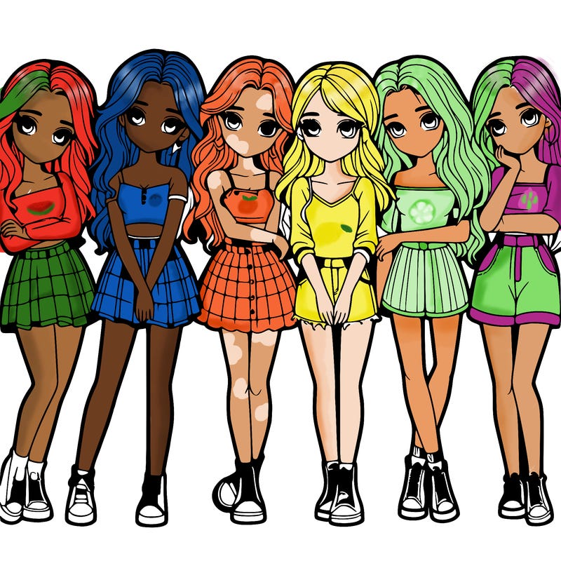 a group of girls realistic