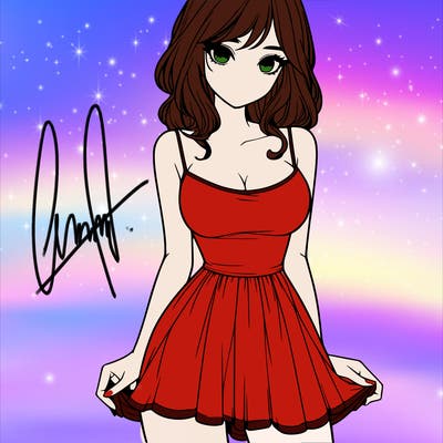 realistic girl in short dress